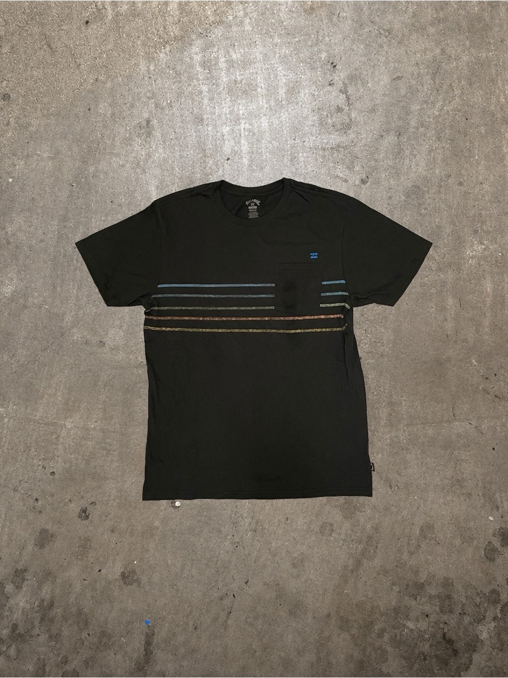 BILLABONG LOGO STRIPED GRAPHIC T-SHIRT BLACK M